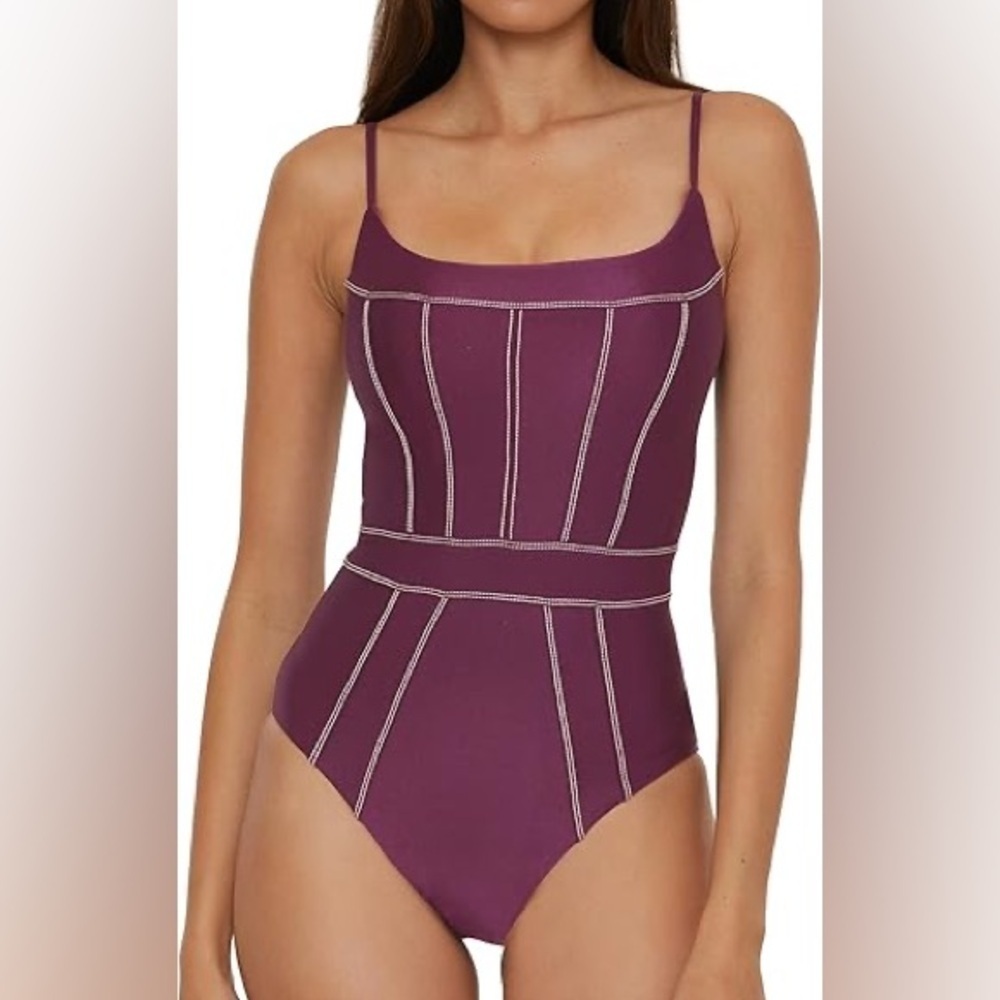 BECCA Women's Standard Color Sheen One Piece Swimsuit, Sexy Satin, Bathing Suits